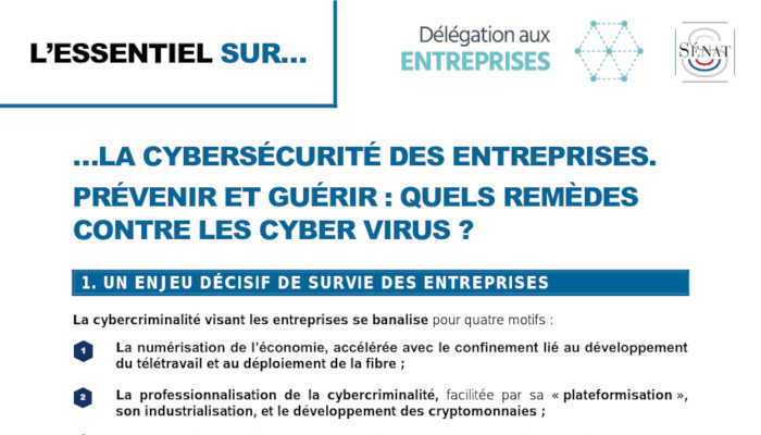 Rapport d'information "La cybersécurité des entreprises"